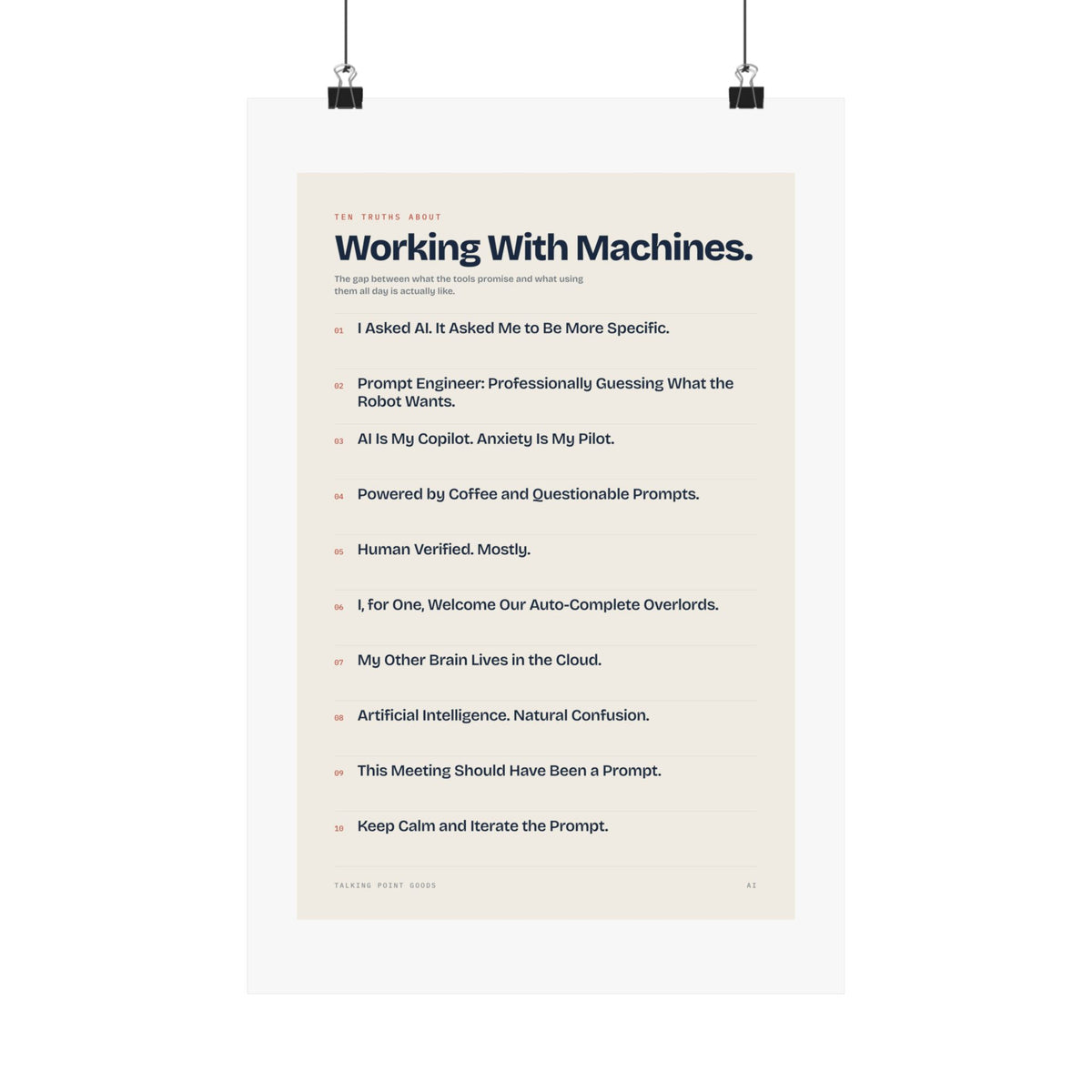 Ten Truths About Working with Machines — AI Manifesto Poster