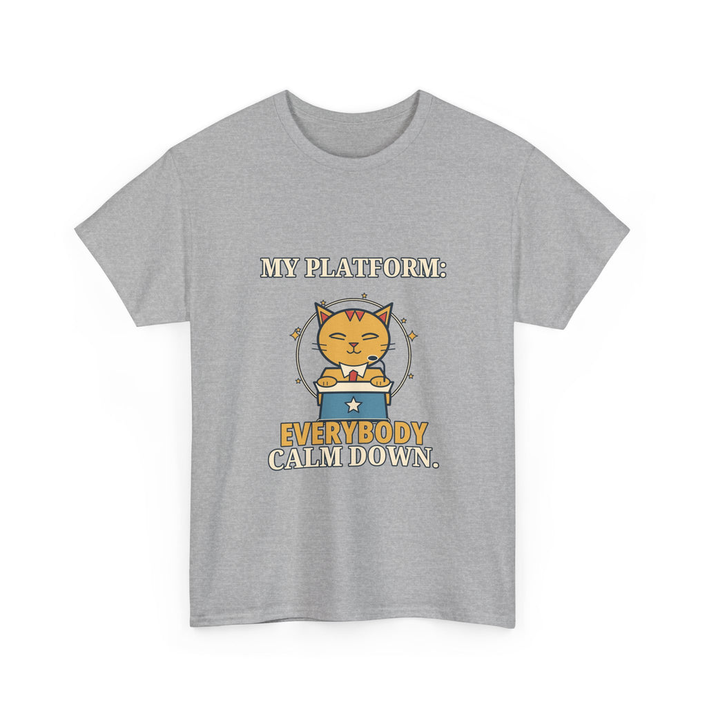 My Platform: Everybody Calm Down — Politics T-Shirt