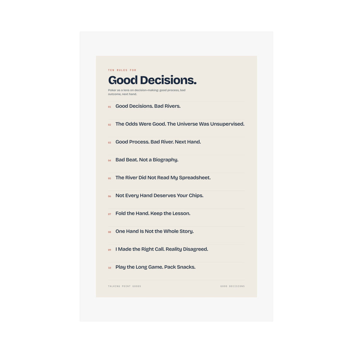Ten Rules for Good Decisions — Manifesto Poster
