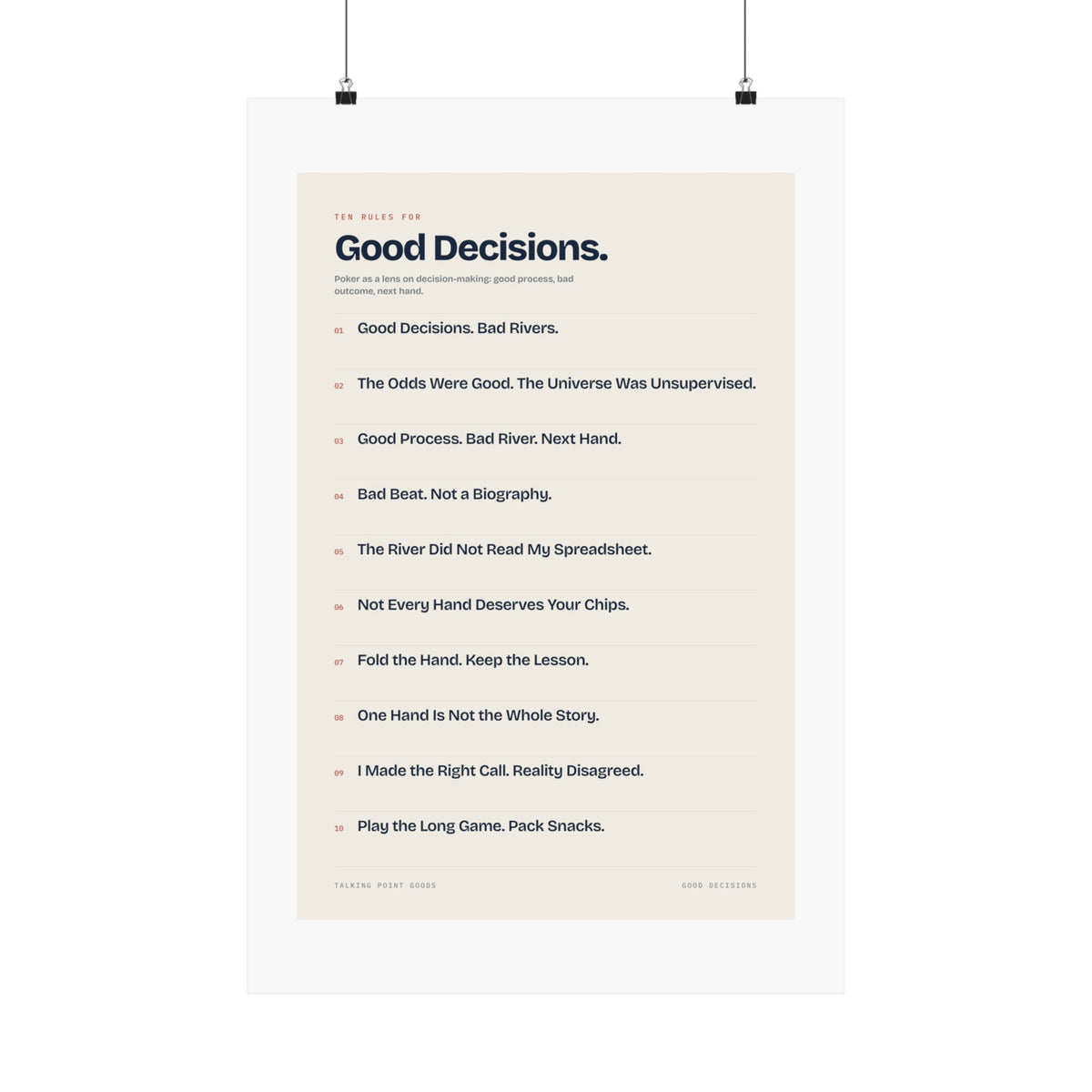 Ten Rules for Good Decisions — Manifesto Poster