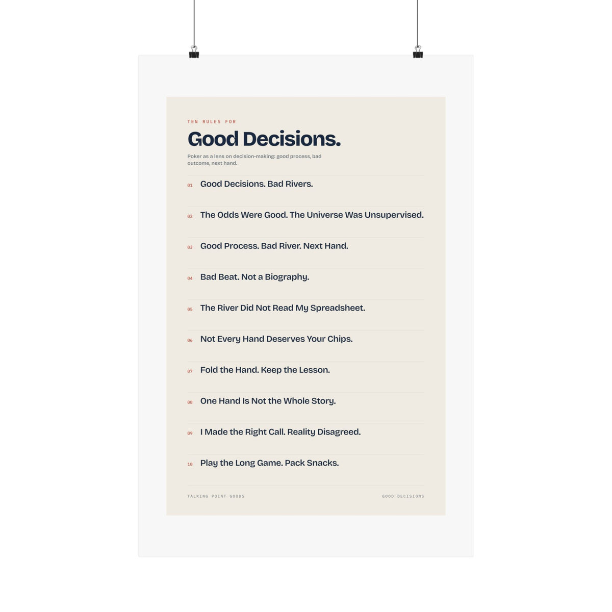 Ten Rules for Good Decisions — Manifesto Poster