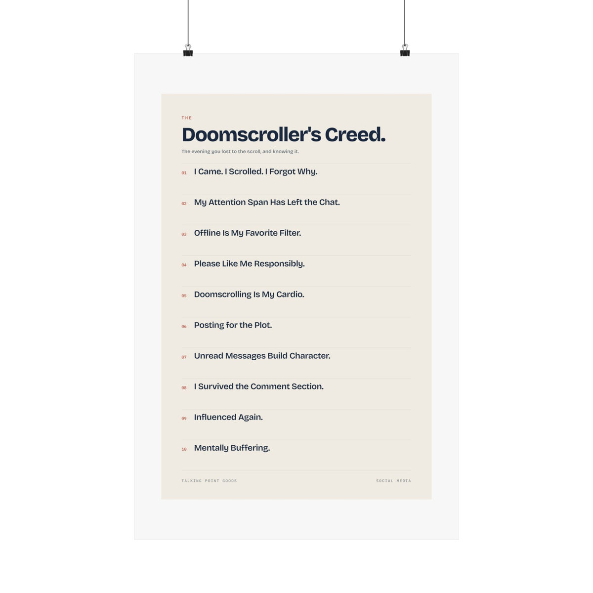 The Doomscroller's Creed — Social Media Manifesto Poster