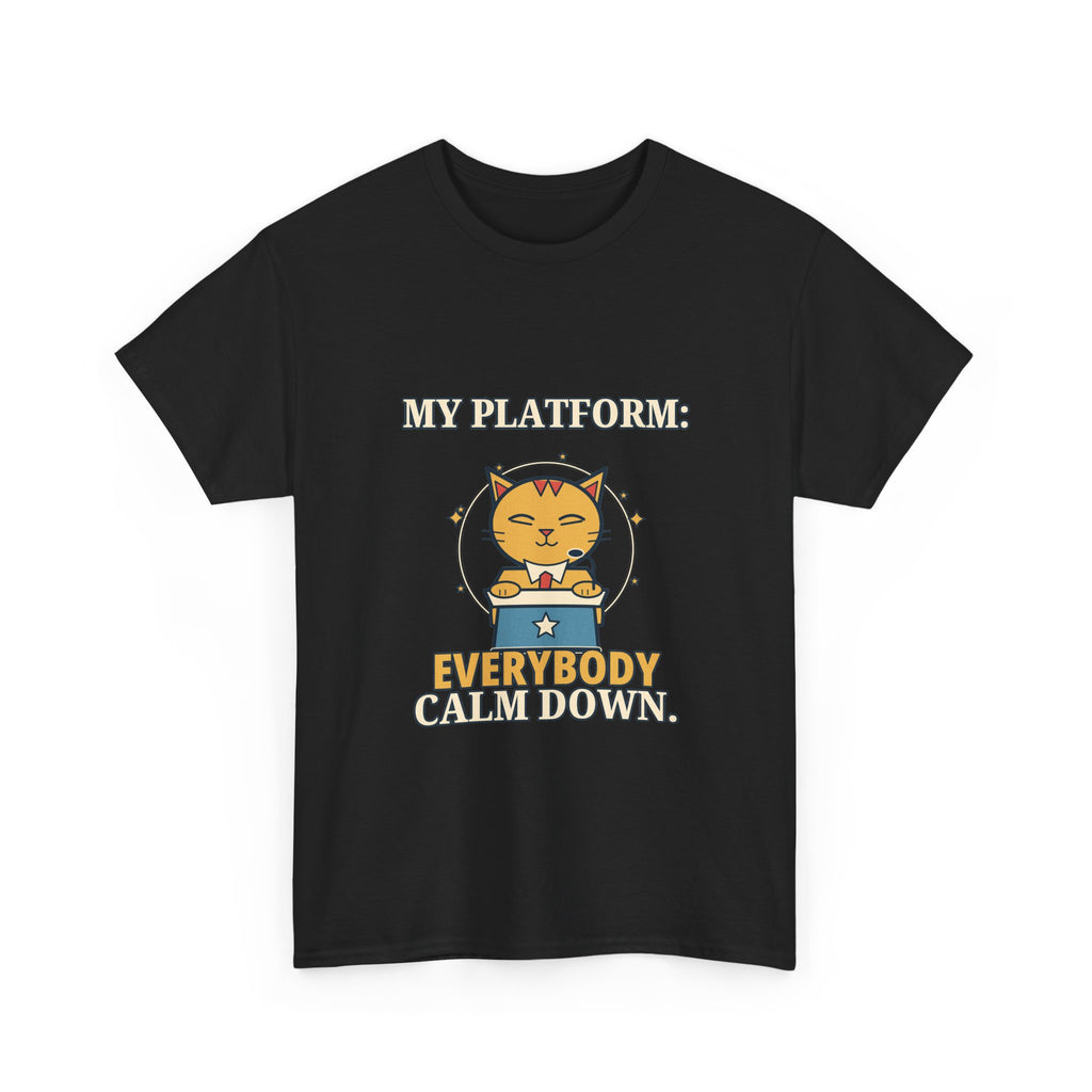 My Platform: Everybody Calm Down — Politics T-Shirt