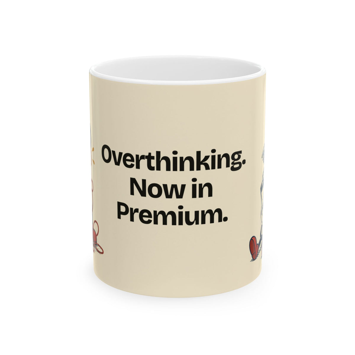 Overthinking. Now in Premium — Humor Coffee Mug