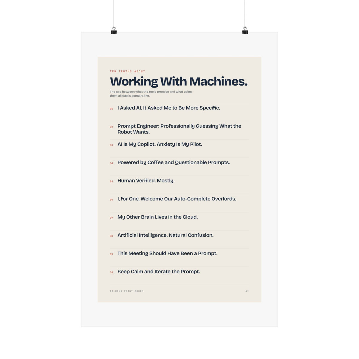 Ten Truths About Working with Machines — AI Manifesto Poster