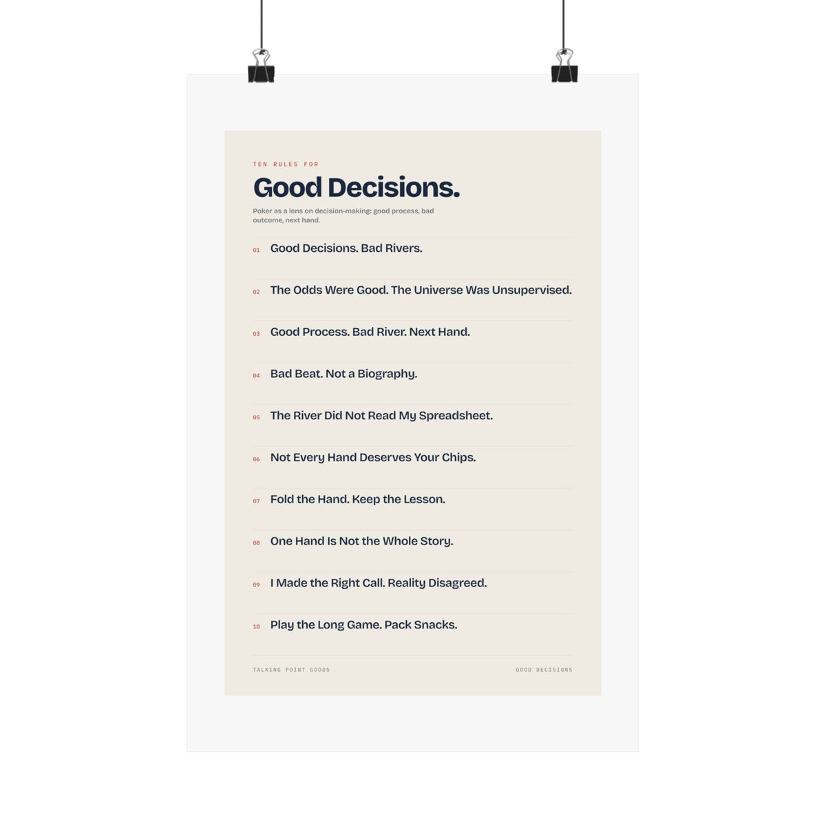 Ten Rules for Good Decisions — Manifesto Poster