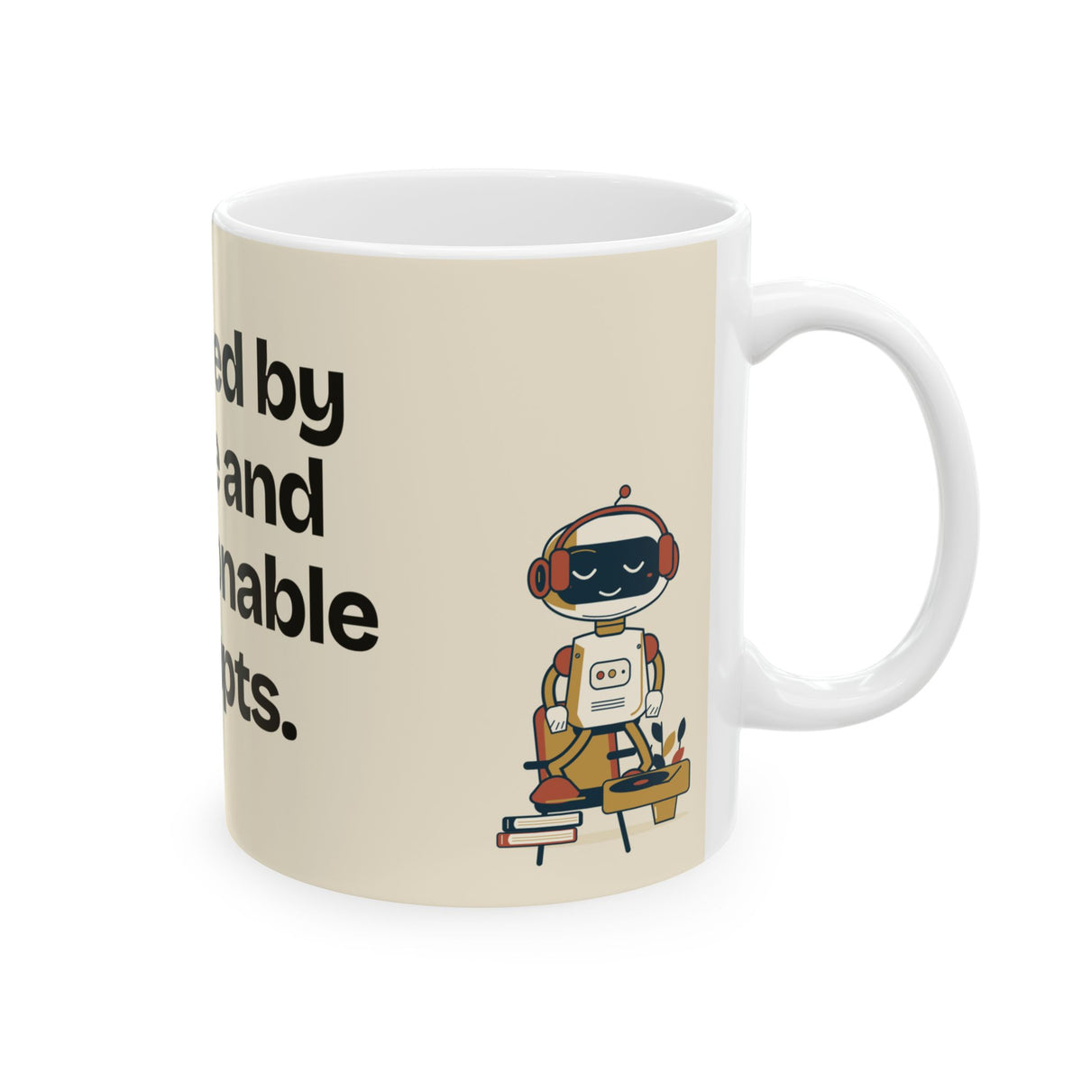 Powered by Coffee and Questionable Prompts — AI Coffee Mug