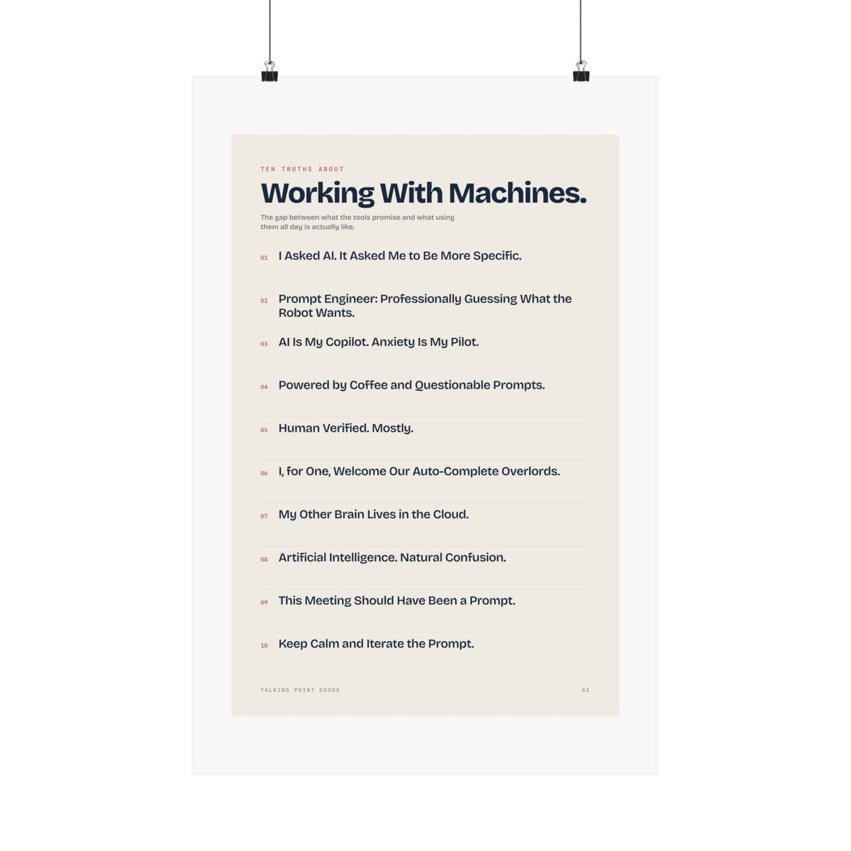 Ten Truths About Working with Machines — AI Manifesto Poster
