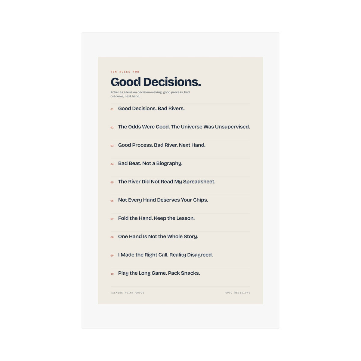 Ten Rules for Good Decisions — Manifesto Poster